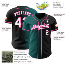 Load image into Gallery viewer, Custom Black White Teal-Pink Authentic Gradient Fashion Baseball Jersey
