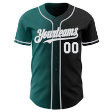 Load image into Gallery viewer, Custom Black White Teal-Gray Authentic Gradient Fashion Baseball Jersey