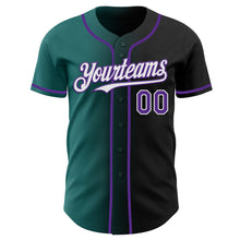Load image into Gallery viewer, Custom Black Purple Teal-White Authentic Gradient Fashion Baseball Jersey