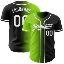 Load image into Gallery viewer, Custom Black White-Neon Green Authentic Gradient Fashion Baseball Jersey