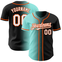 Load image into Gallery viewer, Custom Black White Ice Blue-Orange Authentic Gradient Fashion Baseball Jersey