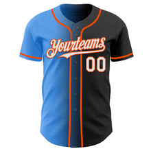 Load image into Gallery viewer, Custom Black White Electric Blue-Orange Authentic Gradient Fashion Baseball Jersey