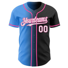 Load image into Gallery viewer, Custom Black White Electric Blue-Pink Authentic Gradient Fashion Baseball Jersey