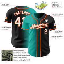 Load image into Gallery viewer, Custom Black White Aqua-Orange Authentic Gradient Fashion Baseball Jersey