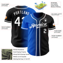 Load image into Gallery viewer, Custom Black White-Thunder Blue Authentic Gradient Fashion Baseball Jersey
