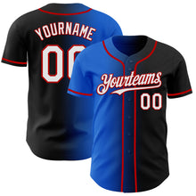 Load image into Gallery viewer, Custom Black White Thunder Blue-Red Authentic Gradient Fashion Baseball Jersey