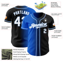 Load image into Gallery viewer, Custom Black White Thunder Blue-Light Blue Authentic Gradient Fashion Baseball Jersey