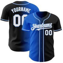 Load image into Gallery viewer, Custom Black White Thunder Blue-Light Blue Authentic Gradient Fashion Baseball Jersey