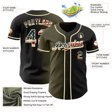 Load image into Gallery viewer, Custom Black Vintage USA Flag Olive-Cream Authentic Gradient Fashion Baseball Jersey