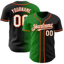 Load image into Gallery viewer, Custom Black White Grass Green-Orange Authentic Gradient Fashion Baseball Jersey