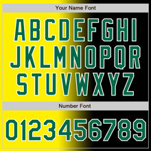 Load image into Gallery viewer, Custom Black Kelly Green Light Yellow-White Authentic Gradient Fashion Baseball Jersey