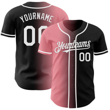 Load image into Gallery viewer, Custom Black White-Medium Pink Authentic Gradient Fashion Baseball Jersey