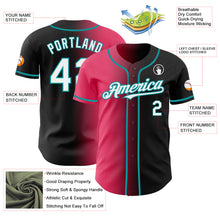 Load image into Gallery viewer, Custom Black White Neon Pink-Teal Authentic Gradient Fashion Baseball Jersey