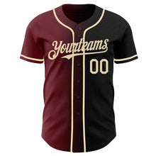 Load image into Gallery viewer, Custom Black Cream-Burgundy Authentic Gradient Fashion Baseball Jersey
