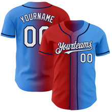 Load image into Gallery viewer, Custom Electric Blue White Red-Navy Authentic Gradient Fashion Baseball Jersey