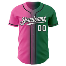 Load image into Gallery viewer, Custom Kelly Green White Pink-Black Authentic Gradient Fashion Baseball Jersey