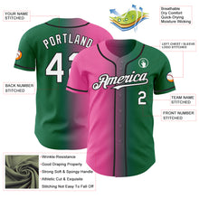 Load image into Gallery viewer, Custom Kelly Green White Pink-Black Authentic Gradient Fashion Baseball Jersey