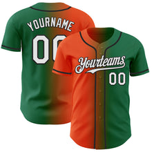 Load image into Gallery viewer, Custom Kelly Green White Orange-Black Authentic Gradient Fashion Baseball Jersey