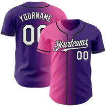 Load image into Gallery viewer, Custom Purple White Pink-Black Authentic Gradient Fashion Baseball Jersey