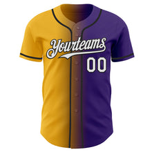 Load image into Gallery viewer, Custom Purple White Gold-Black Authentic Gradient Fashion Baseball Jersey