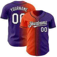 Load image into Gallery viewer, Custom Purple White Orange-Black Authentic Gradient Fashion Baseball Jersey