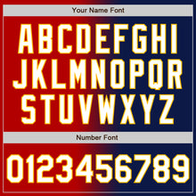 Load image into Gallery viewer, Custom Navy White Red-Gold Authentic Gradient Fashion Baseball Jersey