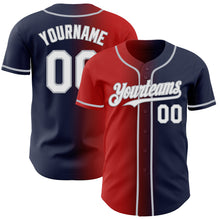 Load image into Gallery viewer, Custom Navy White Red-Gray Authentic Gradient Fashion Baseball Jersey