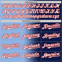 Load image into Gallery viewer, Custom Navy White Light Blue-Red Authentic Gradient Fashion Baseball Jersey