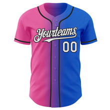 Load image into Gallery viewer, Custom Thunder Blue White Pink-Black Authentic Gradient Fashion Baseball Jersey