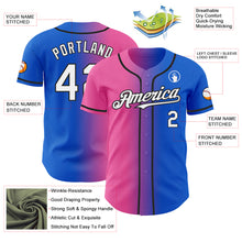 Load image into Gallery viewer, Custom Thunder Blue White Pink-Black Authentic Gradient Fashion Baseball Jersey