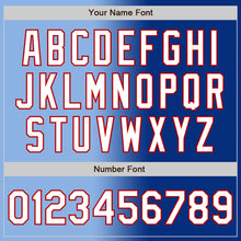 Load image into Gallery viewer, Custom Royal White Light Blue-Red Authentic Gradient Fashion Baseball Jersey