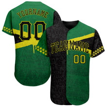 Load image into Gallery viewer, Custom Graffiti Pattern Black-Green 3D Jamaica Authentic Baseball Jersey