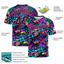 Load image into Gallery viewer, Custom Graffiti Pattern Black-Pink 3D Creative Hearts Stars Geometric Figures Performance T-Shirt