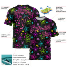 Load image into Gallery viewer, Custom Graffiti Pattern Black-Pink 3D Creative Colorful Stars Performance T-Shirt