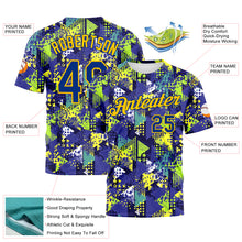 Load image into Gallery viewer, Custom Graffiti Pattern Royal-Gold 3D Creative Geometric Figures Triangle And Dots Performance T-Shirt