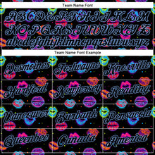 Load image into Gallery viewer, Custom Graffiti Pattern Black-Light Blue 3D Dots And Kiss Lips Performance T-Shirt