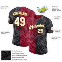 Load image into Gallery viewer, Custom Graffiti Pattern Black Crimson-Gold Scratch 3D Performance T-Shirt