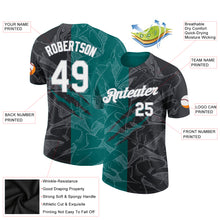 Load image into Gallery viewer, Custom Graffiti Pattern Black Teal-Gray Scratch 3D Performance T-Shirt