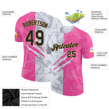 Load image into Gallery viewer, Custom Graffiti Pattern Black Pink-Old Gold Scratch 3D Performance T-Shirt