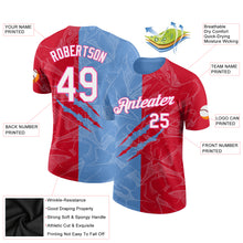 Load image into Gallery viewer, Custom Graffiti Pattern Red Light Blue-Pink Scratch 3D Performance T-Shirt