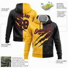 Load image into Gallery viewer, Custom Stitched Graffiti Pattern Black Gold-Red 3D Scratch Sports Pullover Sweatshirt Hoodie