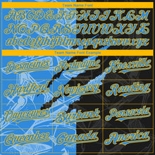 Load image into Gallery viewer, Custom Stitched Graffiti Pattern Black Powder Blue-Gold 3D Scratch Sports Pullover Sweatshirt Hoodie