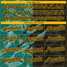 Load image into Gallery viewer, Custom Stitched Graffiti Pattern Black Teal-Gold 3D Scratch Sports Pullover Sweatshirt Hoodie