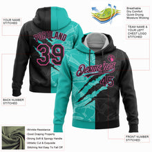 Load image into Gallery viewer, Custom Stitched Graffiti Pattern Black Aqua-Pink 3D Scratch Sports Pullover Sweatshirt Hoodie