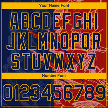 Load image into Gallery viewer, Custom Stitched Graffiti Pattern Navy Red-Gold 3D Scratch Sports Pullover Sweatshirt Hoodie