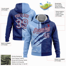 Load image into Gallery viewer, Custom Stitched Graffiti Pattern Light Blue Royal-Red 3D Scratch Sports Pullover Sweatshirt Hoodie