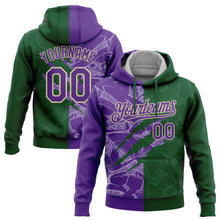 Load image into Gallery viewer, Custom Stitched Graffiti Pattern Purple Green-Cream 3D Scratch Sports Pullover Sweatshirt Hoodie