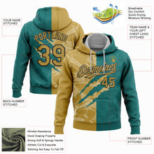Load image into Gallery viewer, Custom Stitched Graffiti Pattern Old Gold Teal-Black 3D Scratch Sports Pullover Sweatshirt Hoodie