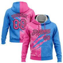 Load image into Gallery viewer, Custom Stitched Graffiti Pattern Pink Powder Blue-Black 3D Scratch Sports Pullover Sweatshirt Hoodie