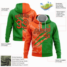 Load image into Gallery viewer, Custom Stitched Graffiti Pattern Orange Grass Green-Black 3D Scratch Sports Pullover Sweatshirt Hoodie